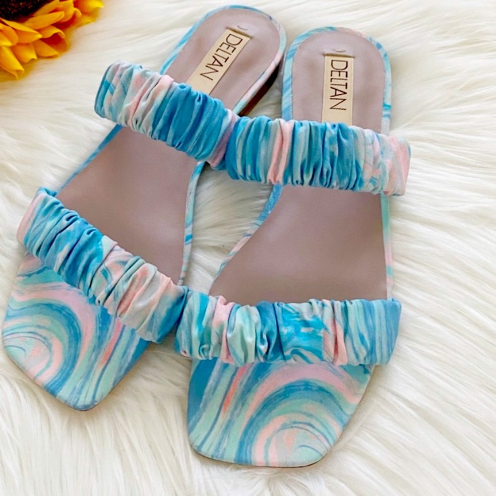 New Deltan Cora Printed Two Band Sandals - Picture 1 of 16